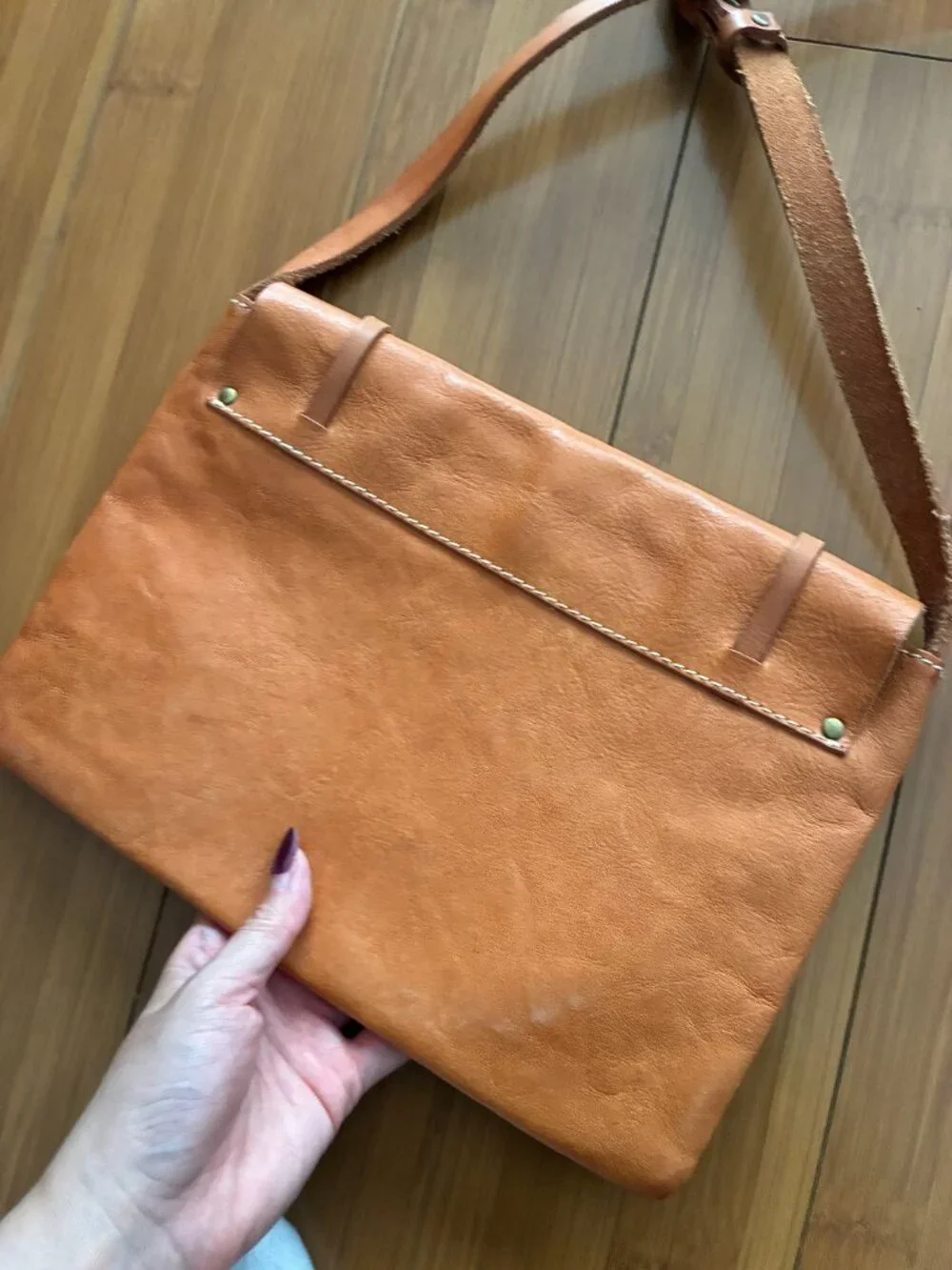 Vintage Il Bisonte leather shoulder flap bag brown